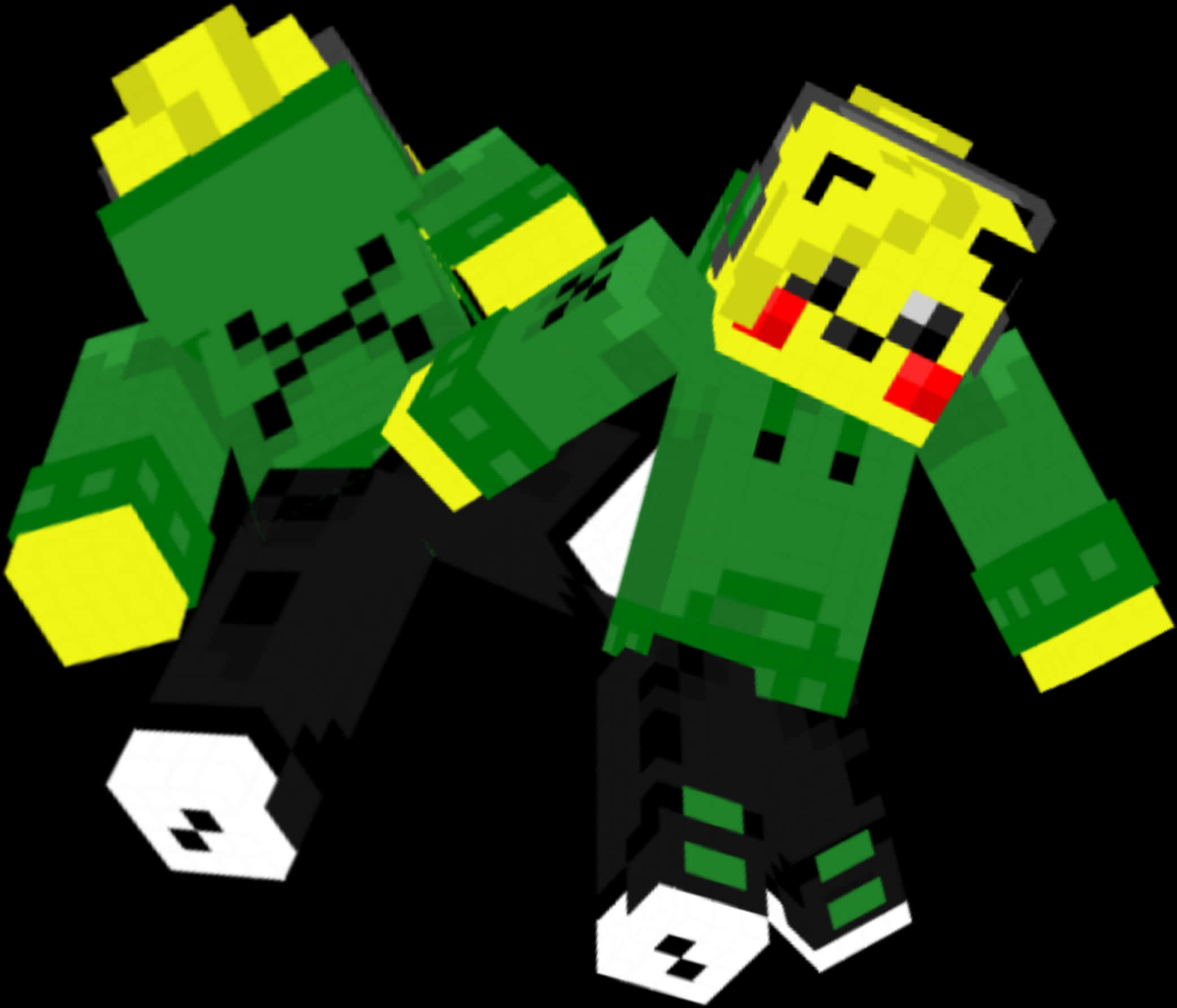 Minecraft_ Skin_ Green_ Pixel_ Characters PNG