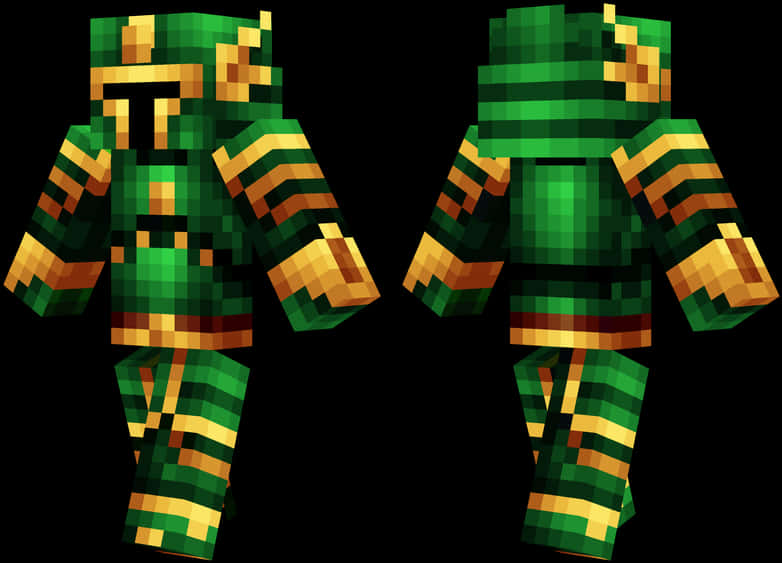 Minecraft_ Skin_ Green_ Warrior PNG