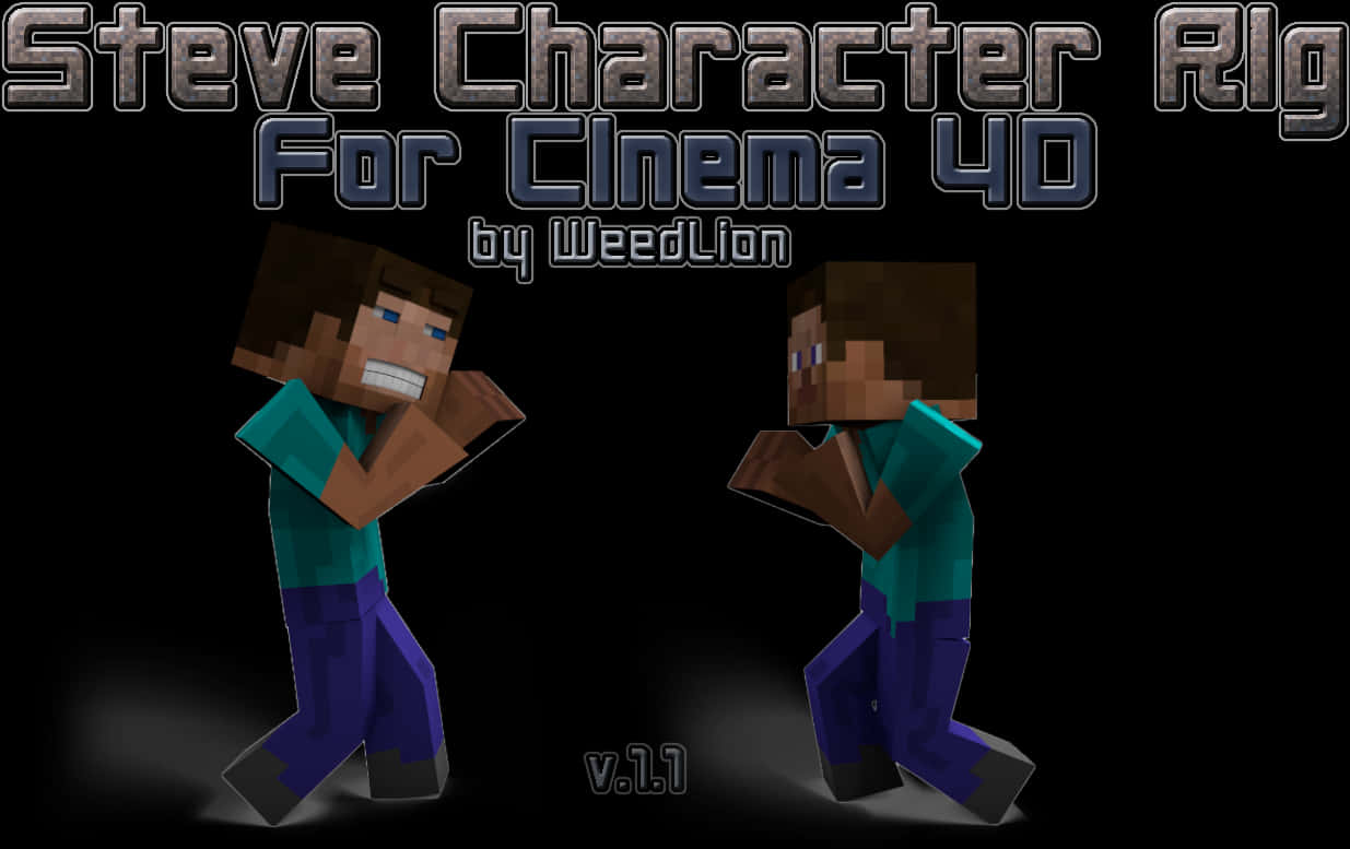 Minecraft_ Steve_ Character_ Rig_ Cinema4 D_ Promo PNG
