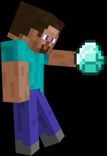 Minecraft_ Steve_ With_ Diamond PNG