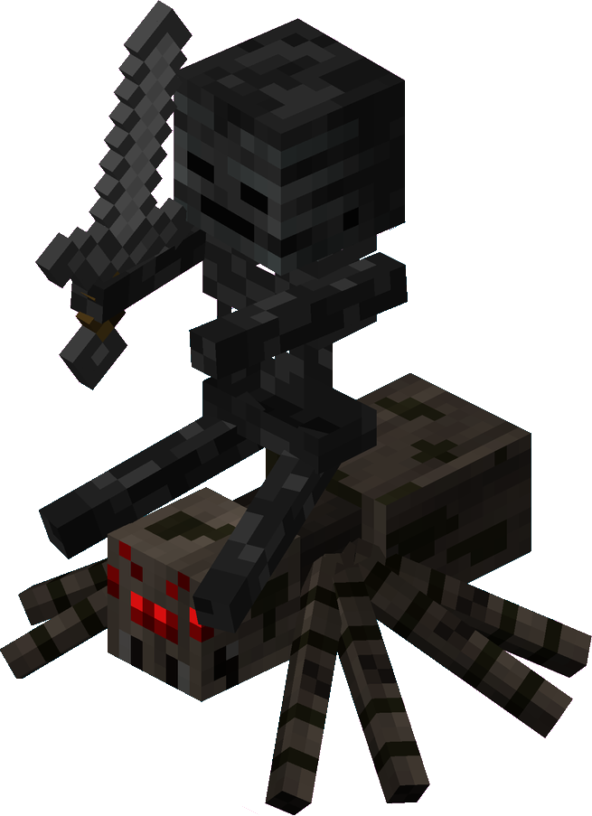 Minecraft_ Wither_ Skeleton_and_ Spider.png PNG