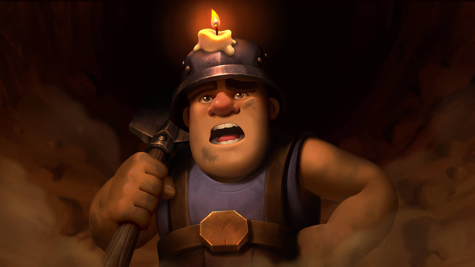 Miner From The Clash Royale Phone Game In A Cave Wallpaper