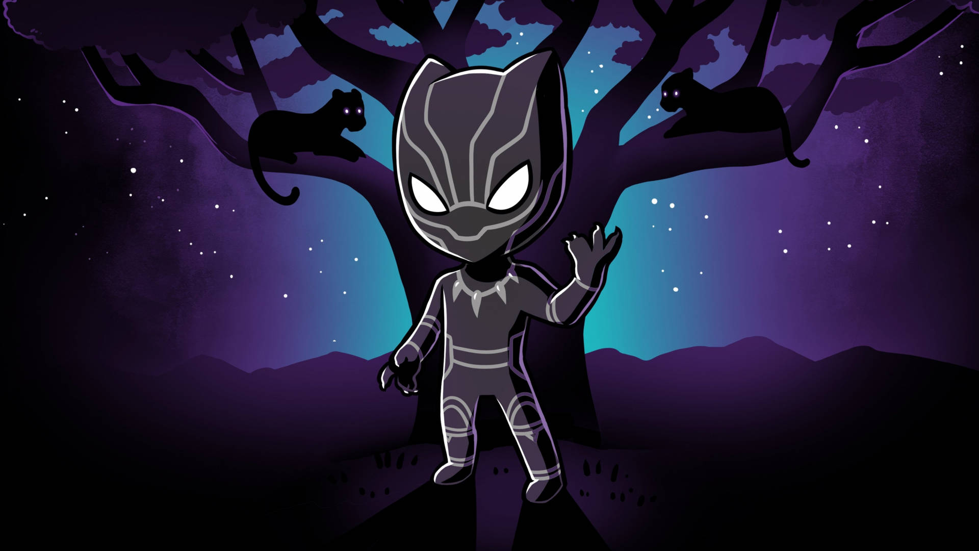 Download Mini Black Panther Cartoon Wallpaper 