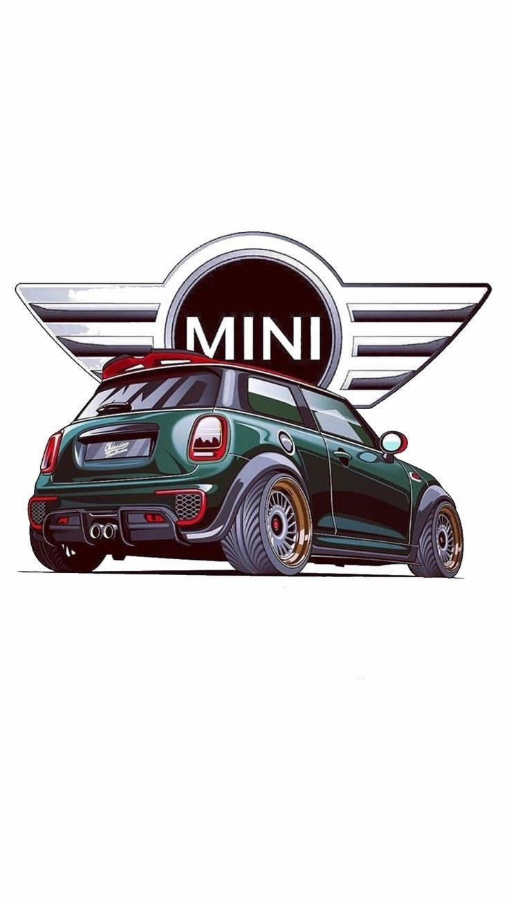 Mini Cooper Logo With Green Car Wallpaper