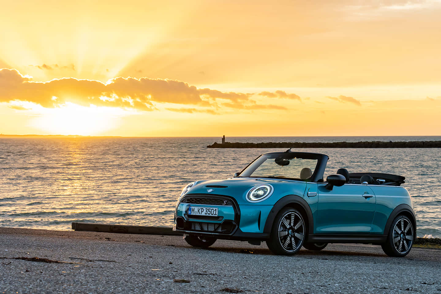 Captivating Mini Cooper S Convertible in Action Wallpaper