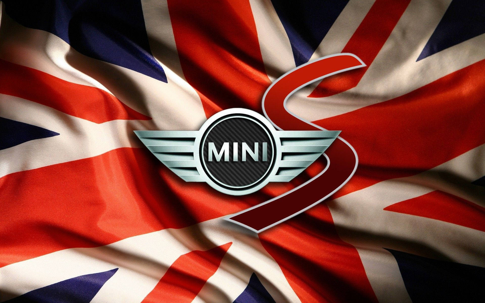 Mini Cooper S-logo, Britische Flagge Wallpaper