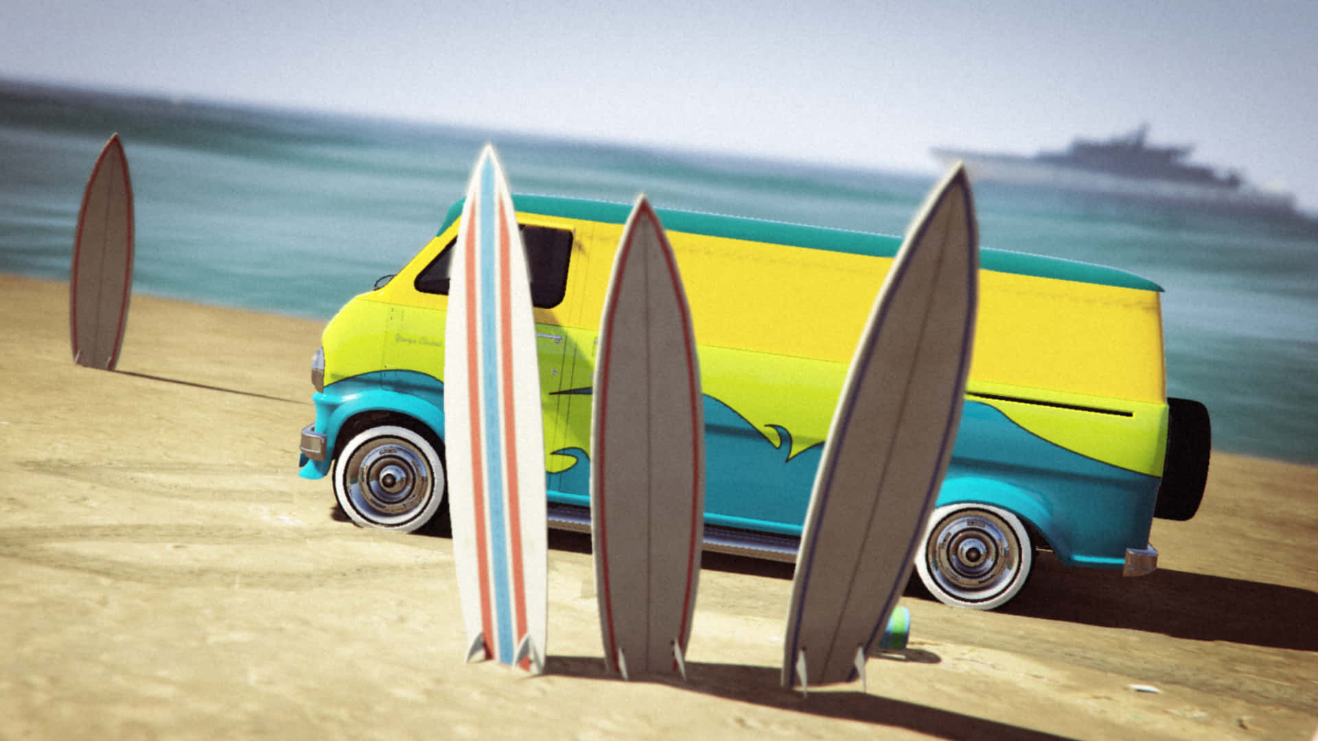 Miniaturetavole Da Surf Sulla Spiaggia Sfondo