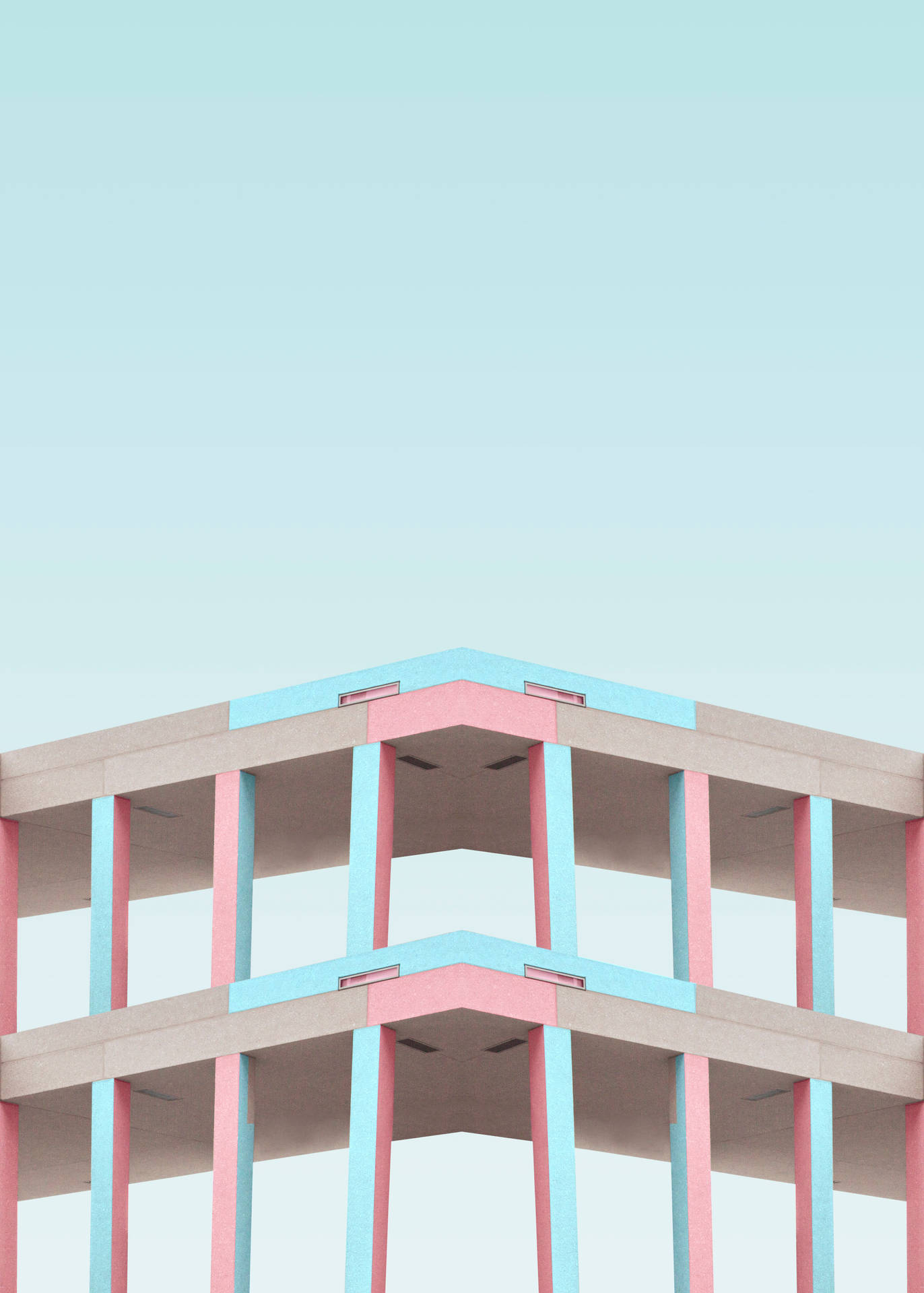 Minimal Blue And Pink Building Architecture