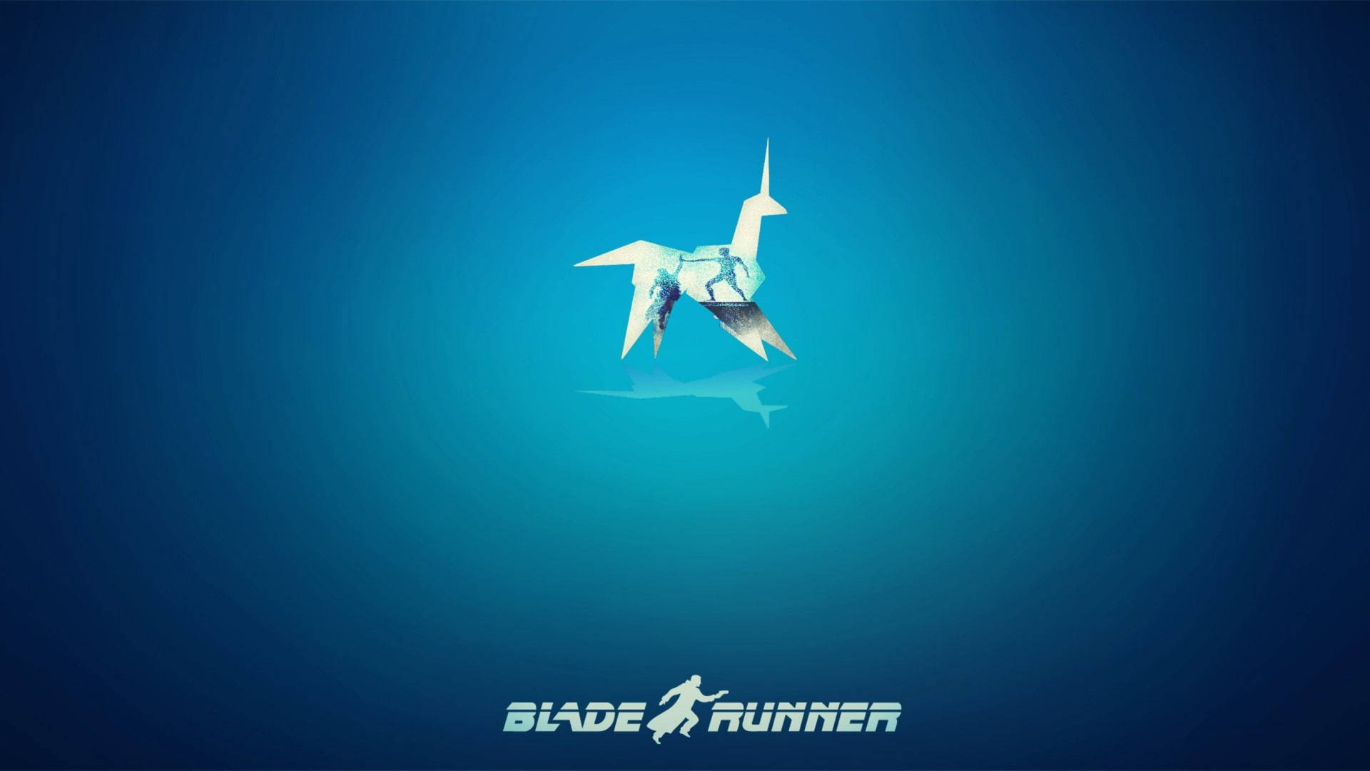 Minimal Blue Blade Runner Origami Wallpaper