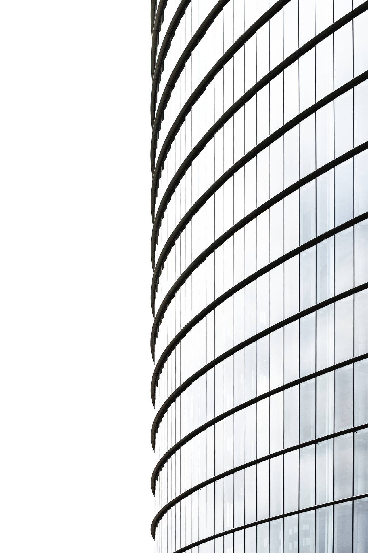 Minimal Building Curved Glass Facade Wallpaper