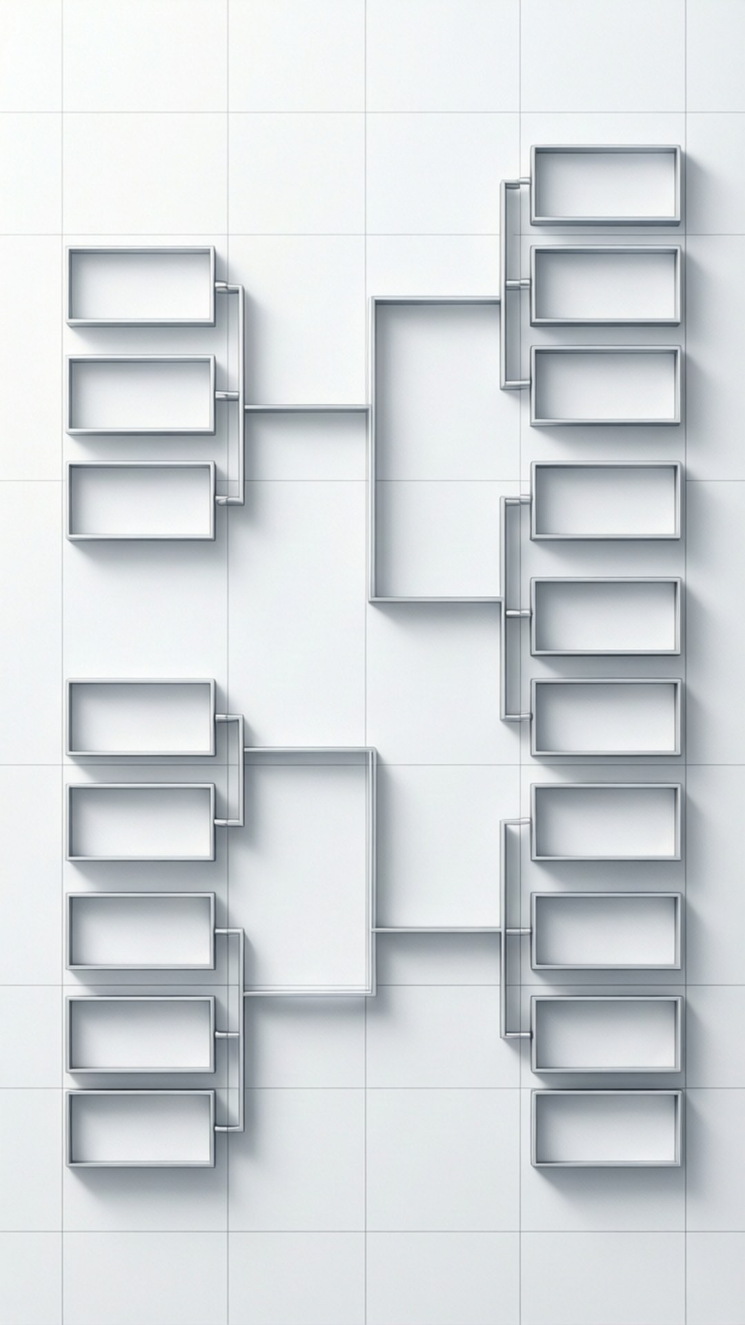En ren minimalistisk turneringsoppsett på hvit bakgrunn.
