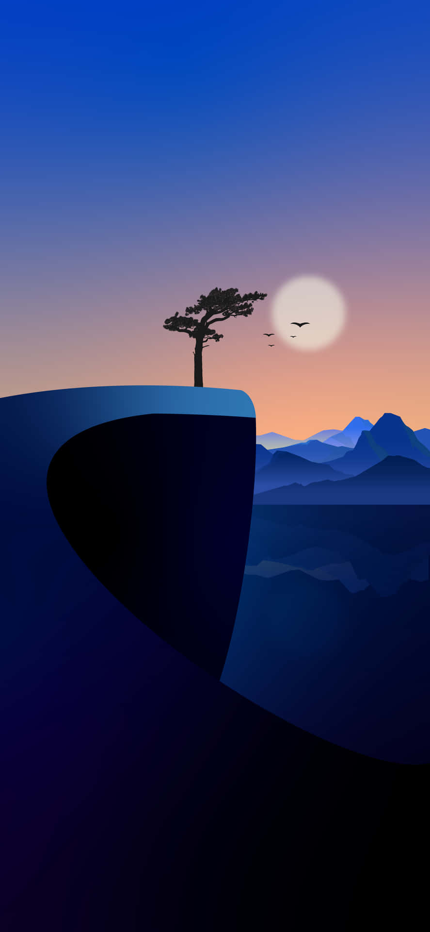 A Lone Tree On A Cliff Wallpaper