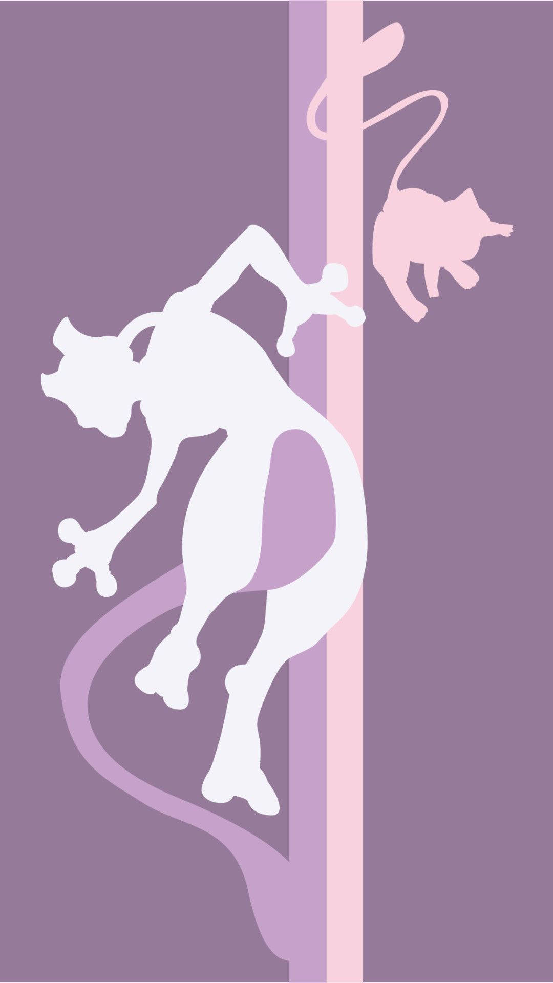 Minimal Mew And Mewtwo Wallpaper