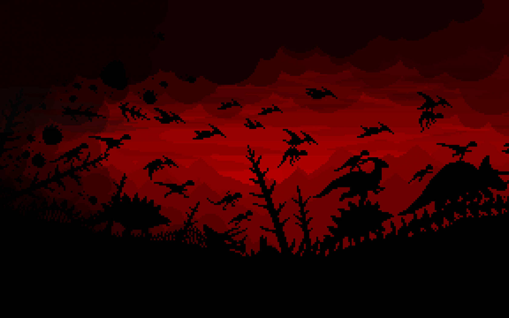 Minimal Pixel Dark Red Dinosaurs Wallpaper