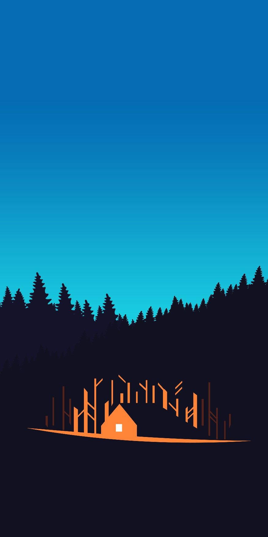 Minimal Pixel House In The Woods Wallpaper