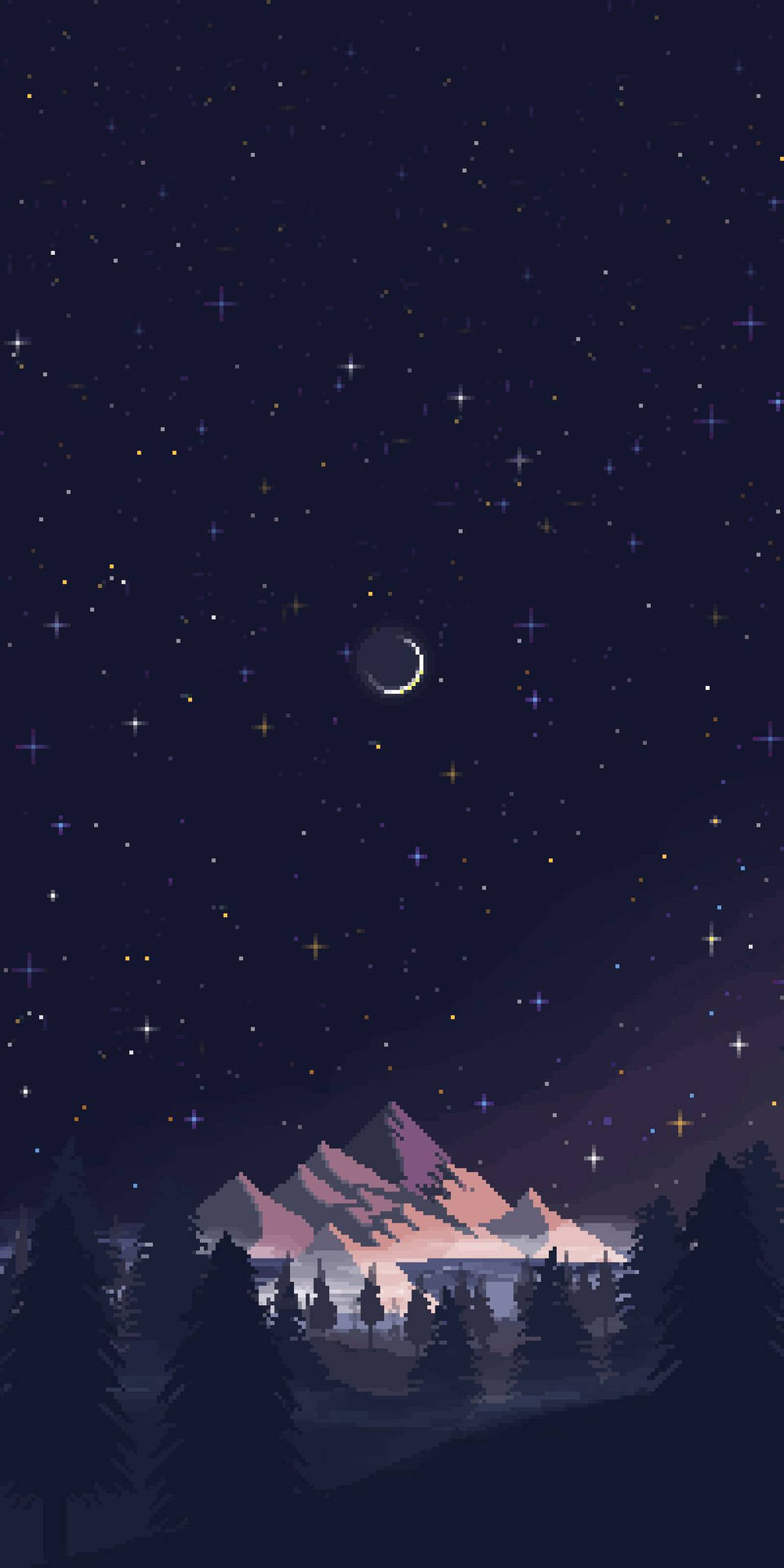 Night Minimal Pixel Art Wallpaper
