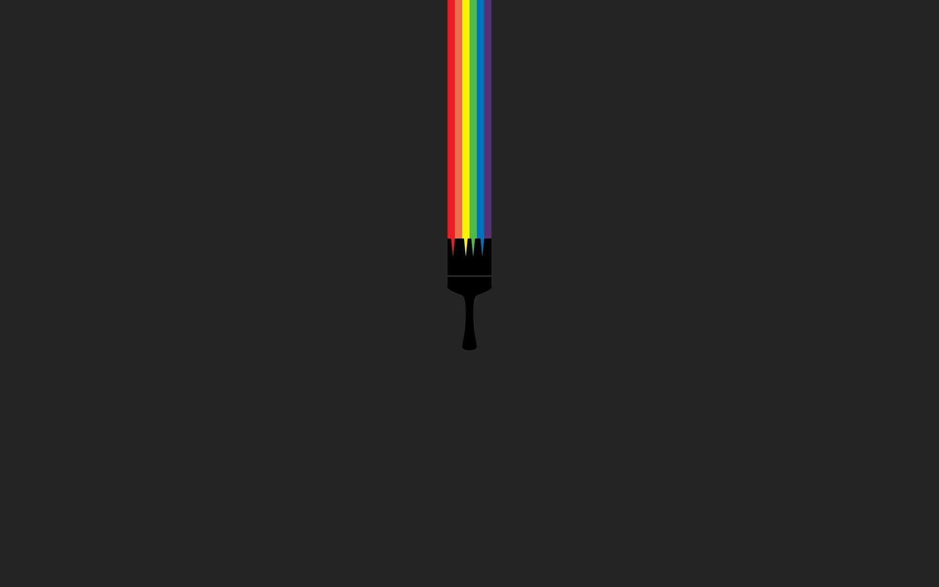 A colorful and minimalistic rainbow paintbrush Wallpaper