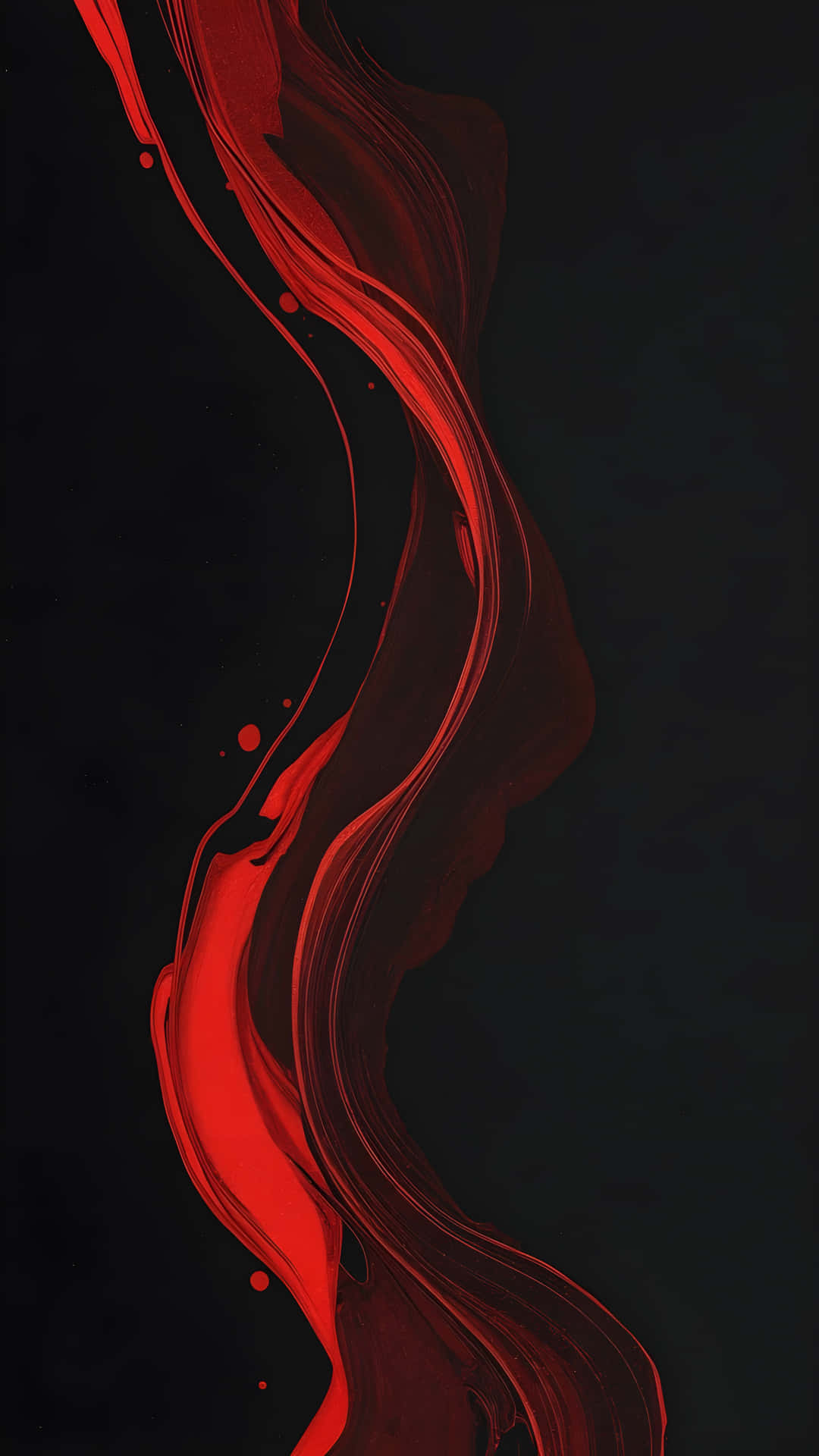 Minimalist Abstract Calligraphy With Flowing Red Ink On Textured Black Background Wallpaper