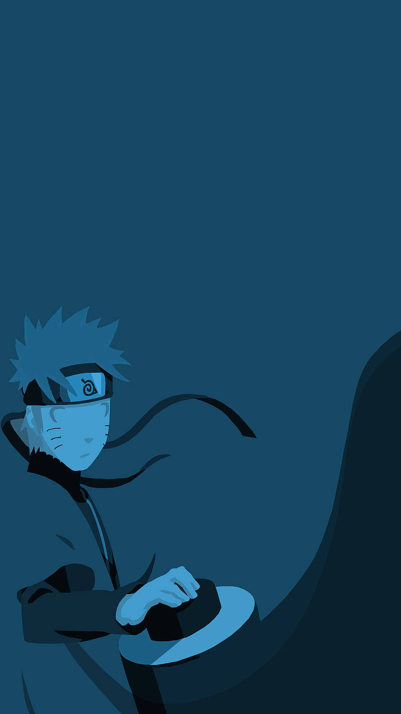 Sfondominimalista Per Telefono Con Illustrazione Di Naruto In Blu. Sfondo