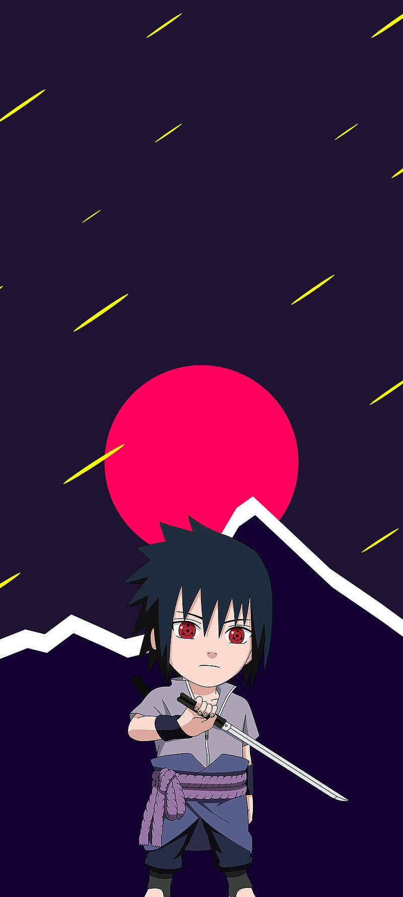 Minimalistanime-telefonbakgrund Med Chibi Sasuke. Wallpaper