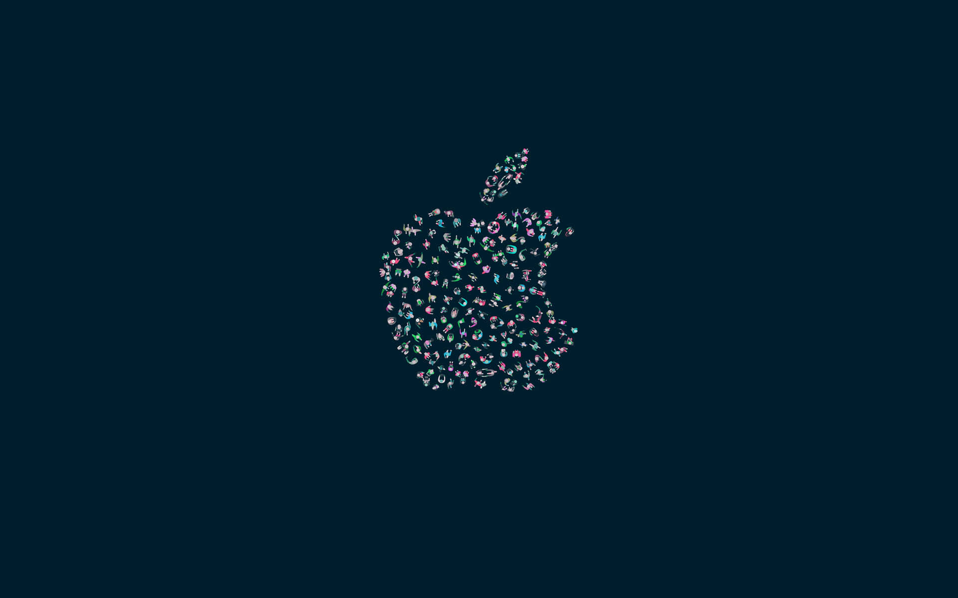 Minimalist Apple Logo Floral Pattern Wallpaper