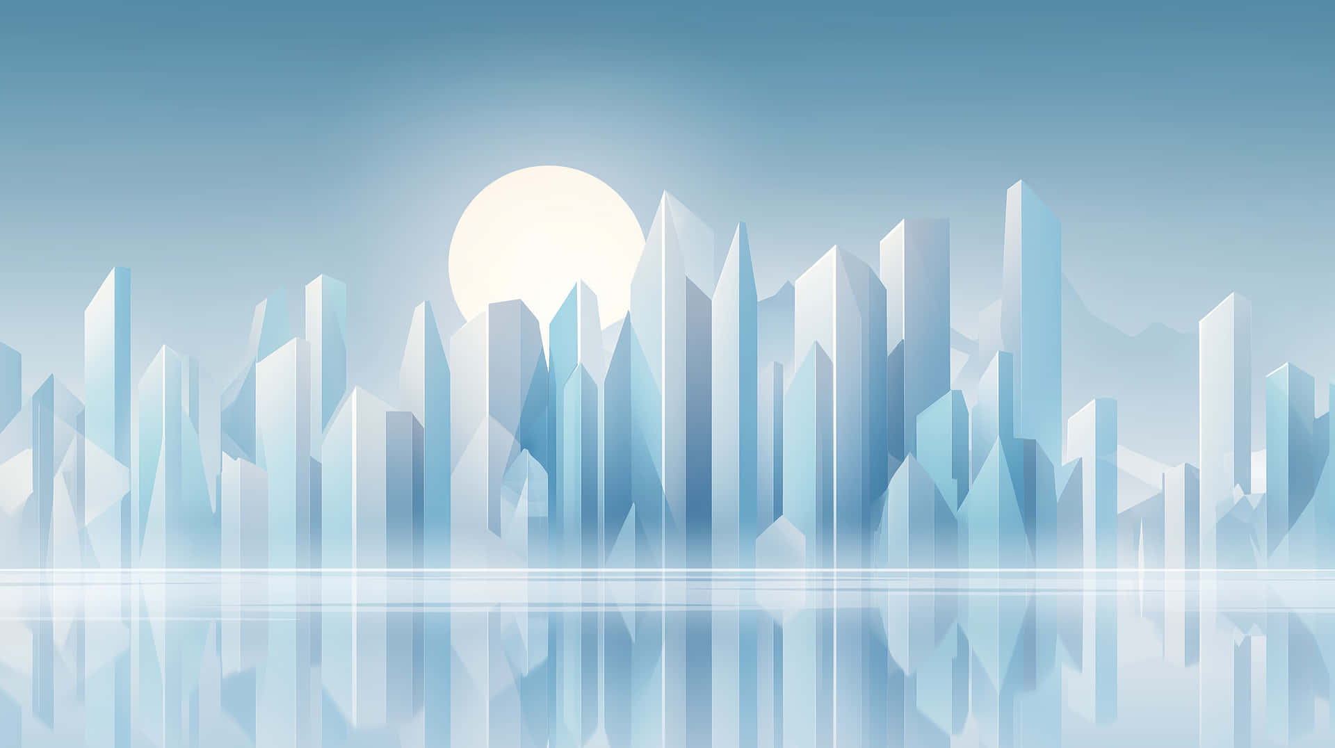 Minimalist Arctic Cityscape With Geometric Crystal Towers Wallpaper