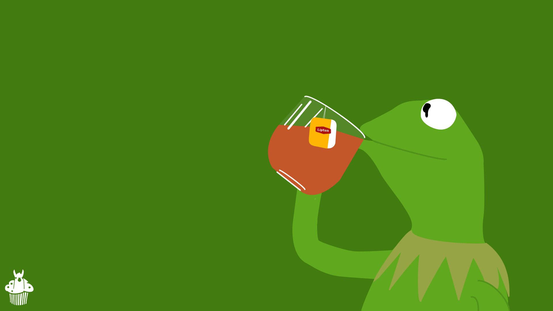 Minimalistischekunst Kermit Der Frosch Trinkt Tee. Wallpaper