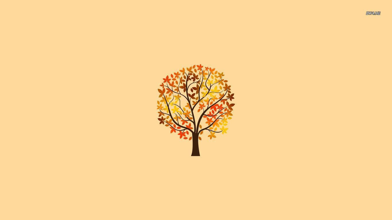 Enjoy the golden hues of fall in this Minimalist Autumn landscape Wallpaper