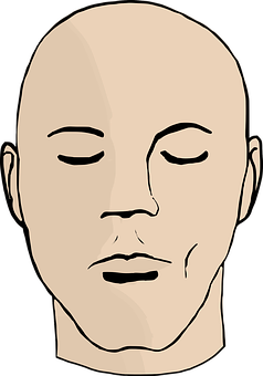 Minimalist Bald Human Face Illustration PNG