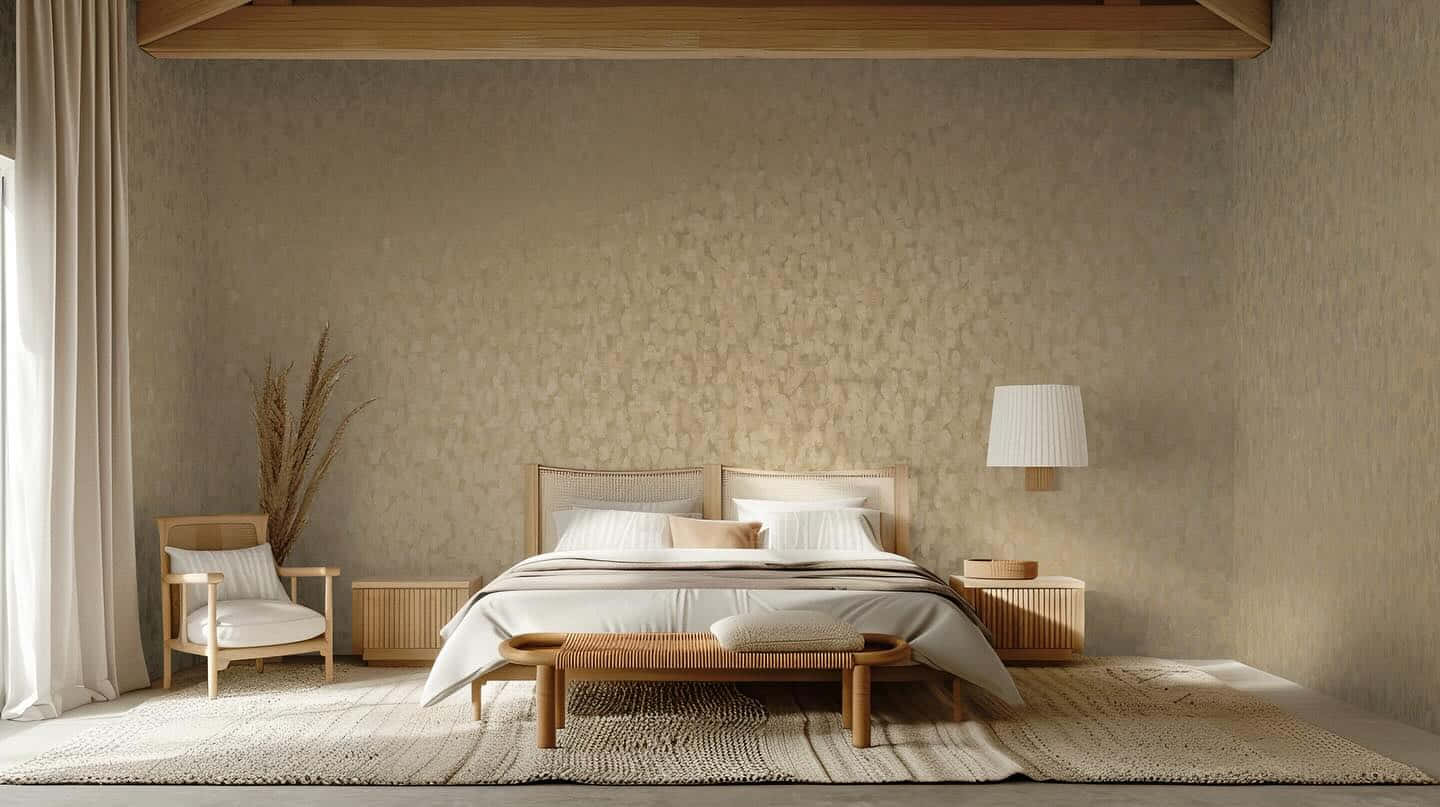 Minimalist Bedroom Designwith Natural Tones Wallpaper