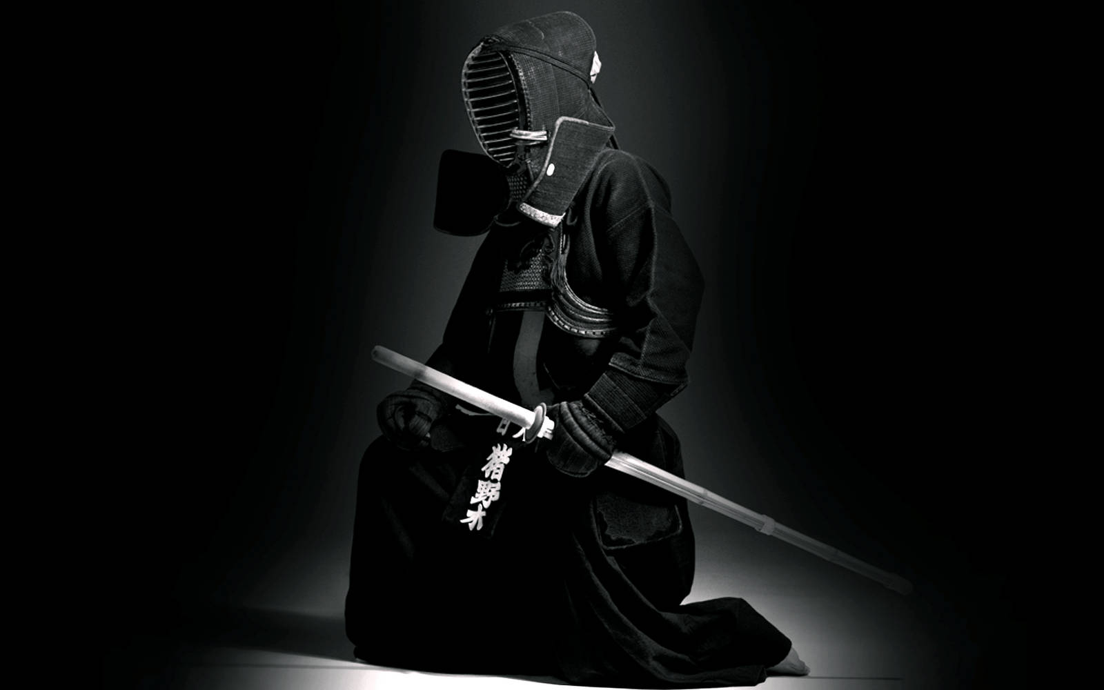 Minimalist Black And White Kendo Warrior Wallpaper