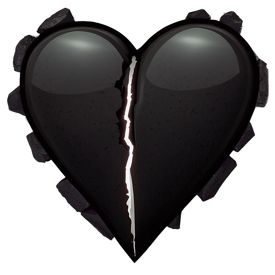 Minimalist Black Broken Heart Png Guk PNG