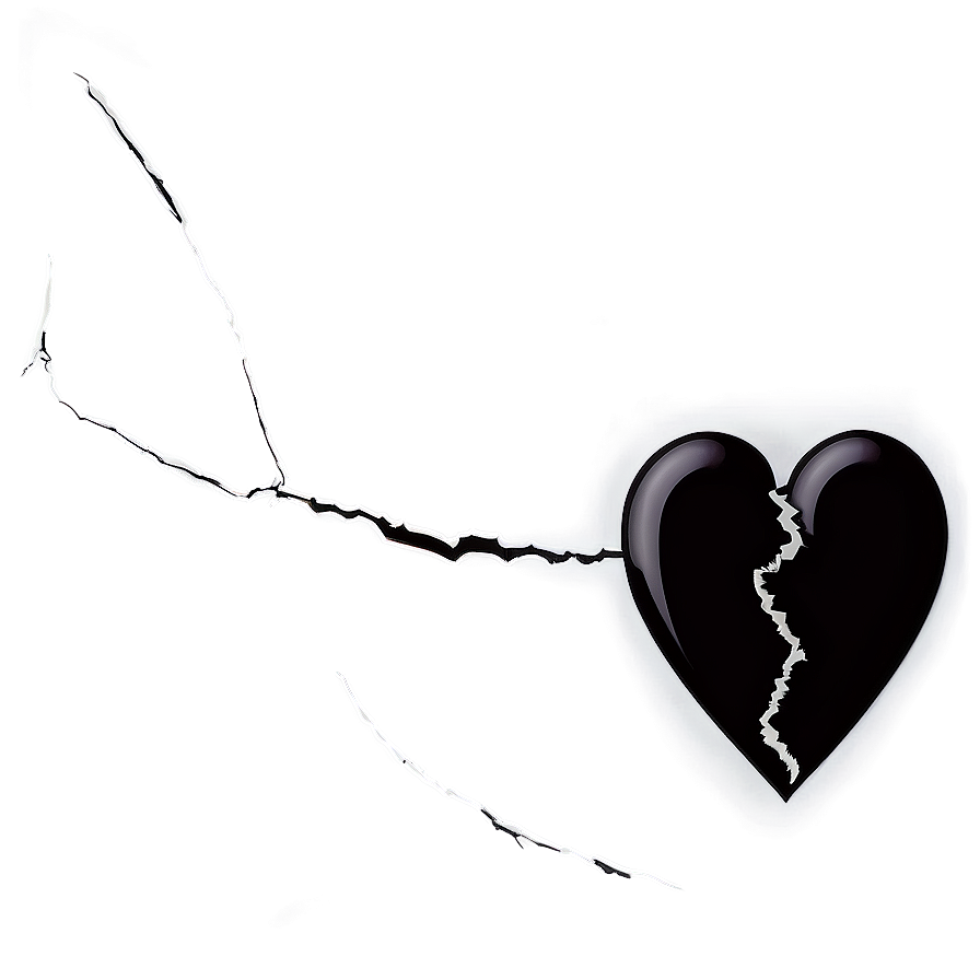 Minimalist Black Broken Heart Png Ryo66 PNG