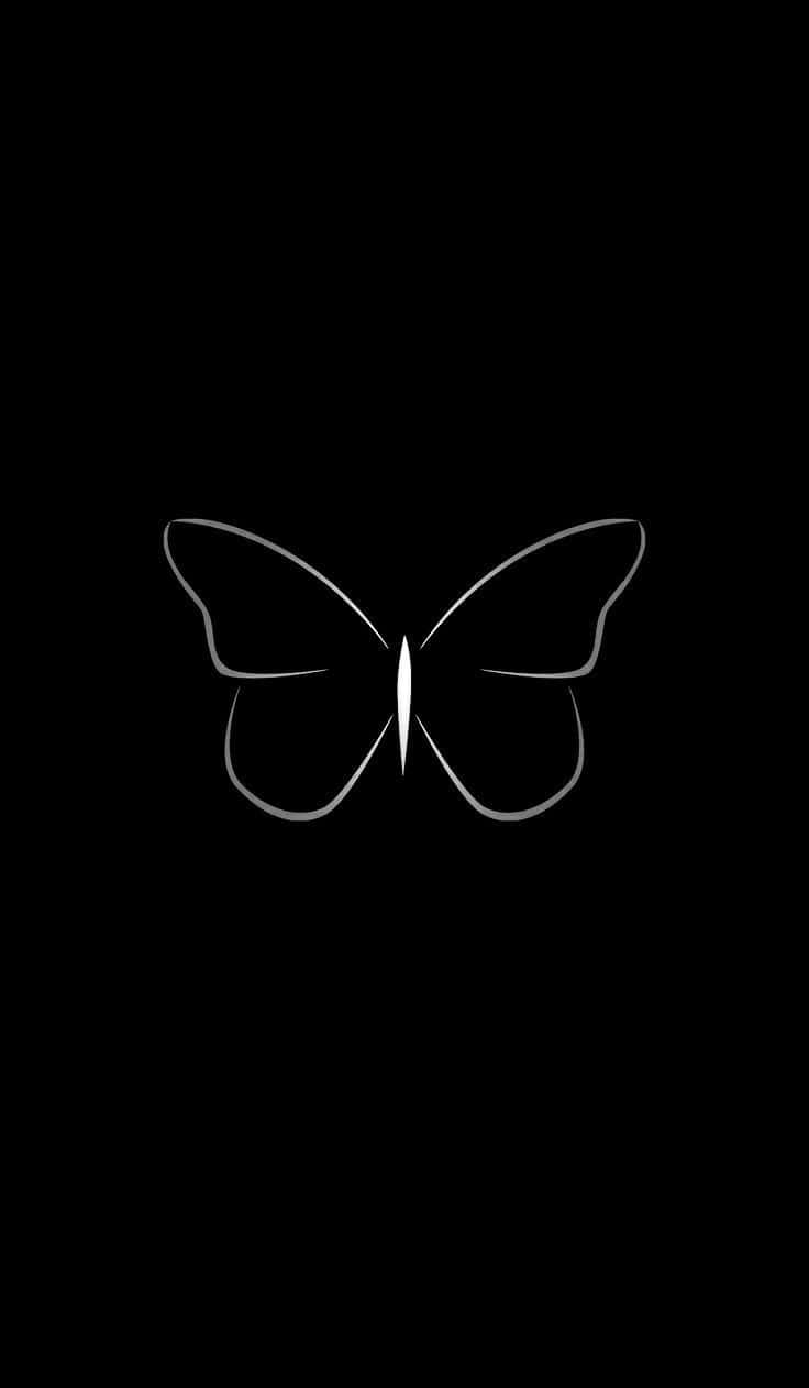 Minimalist Black Butterflyon Dark Background Wallpaper