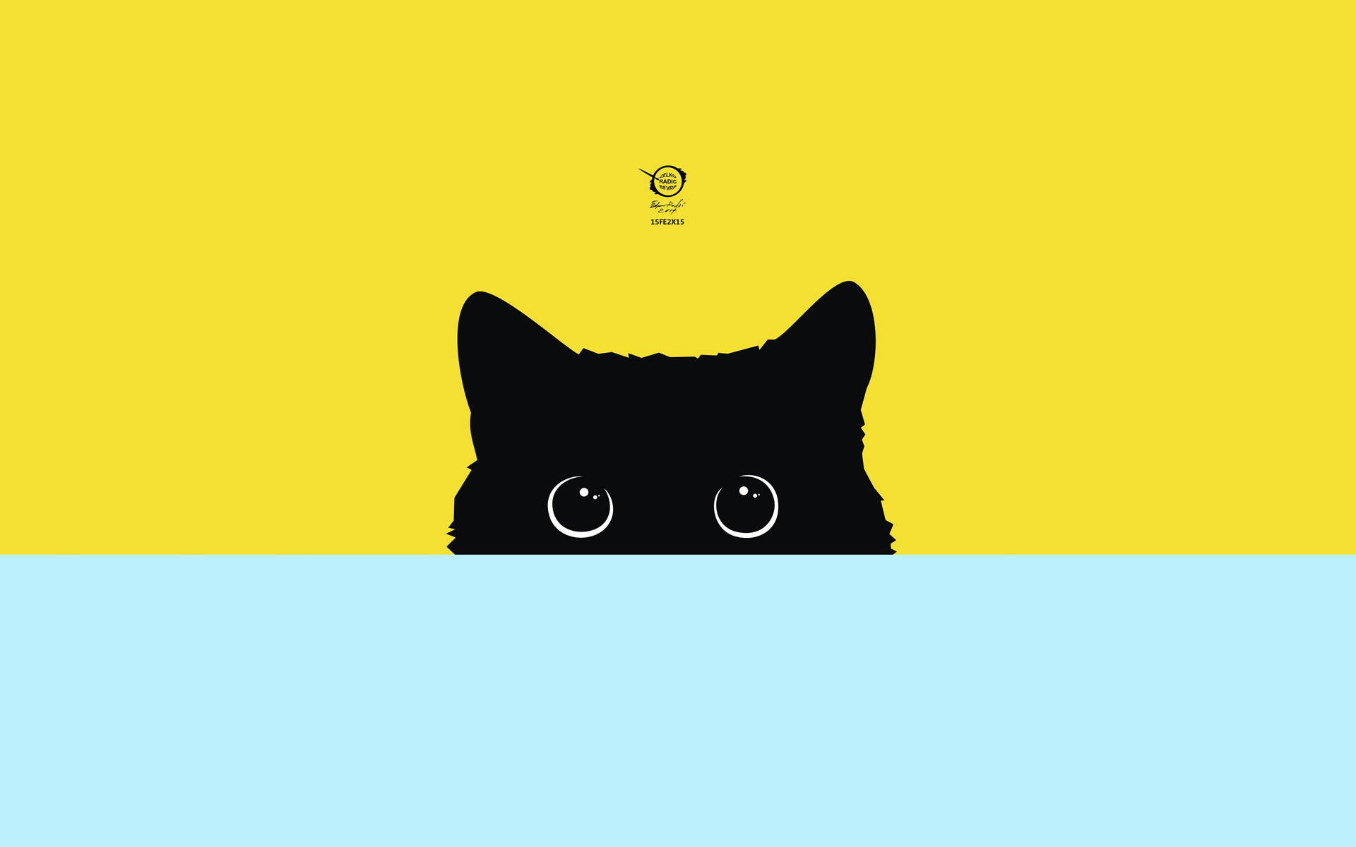 Download Minimalist Black Cartoon Cat Wallpaper 