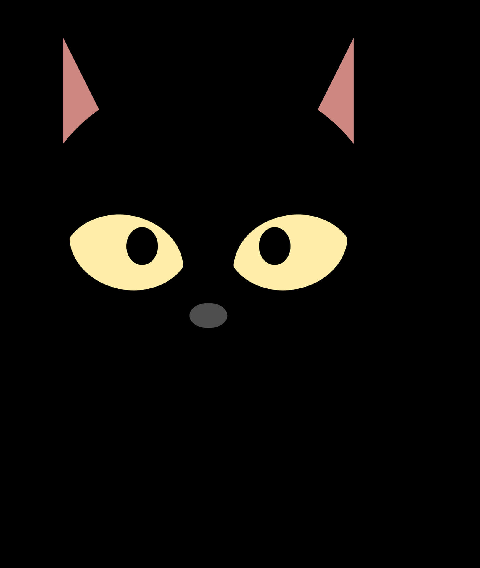 Minimalist Black Cat Face Illustration PNG