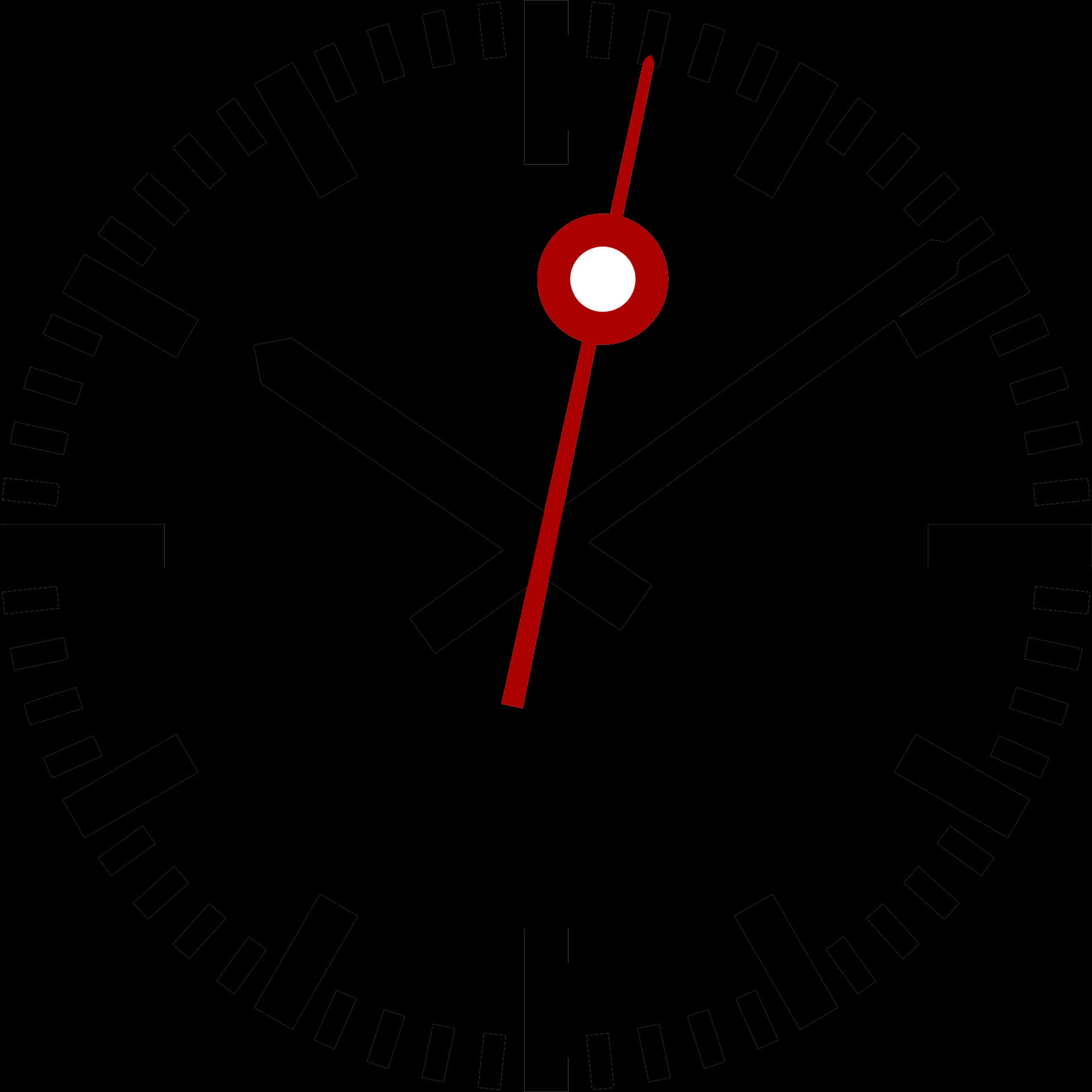 Minimalist Black Red Clock Face PNG