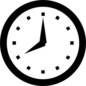 Minimalist Blackand White Clock PNG