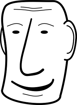 Minimalist Blackand White Face Illustration PNG