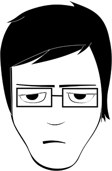 Minimalist Blackand White Face Sketch PNG