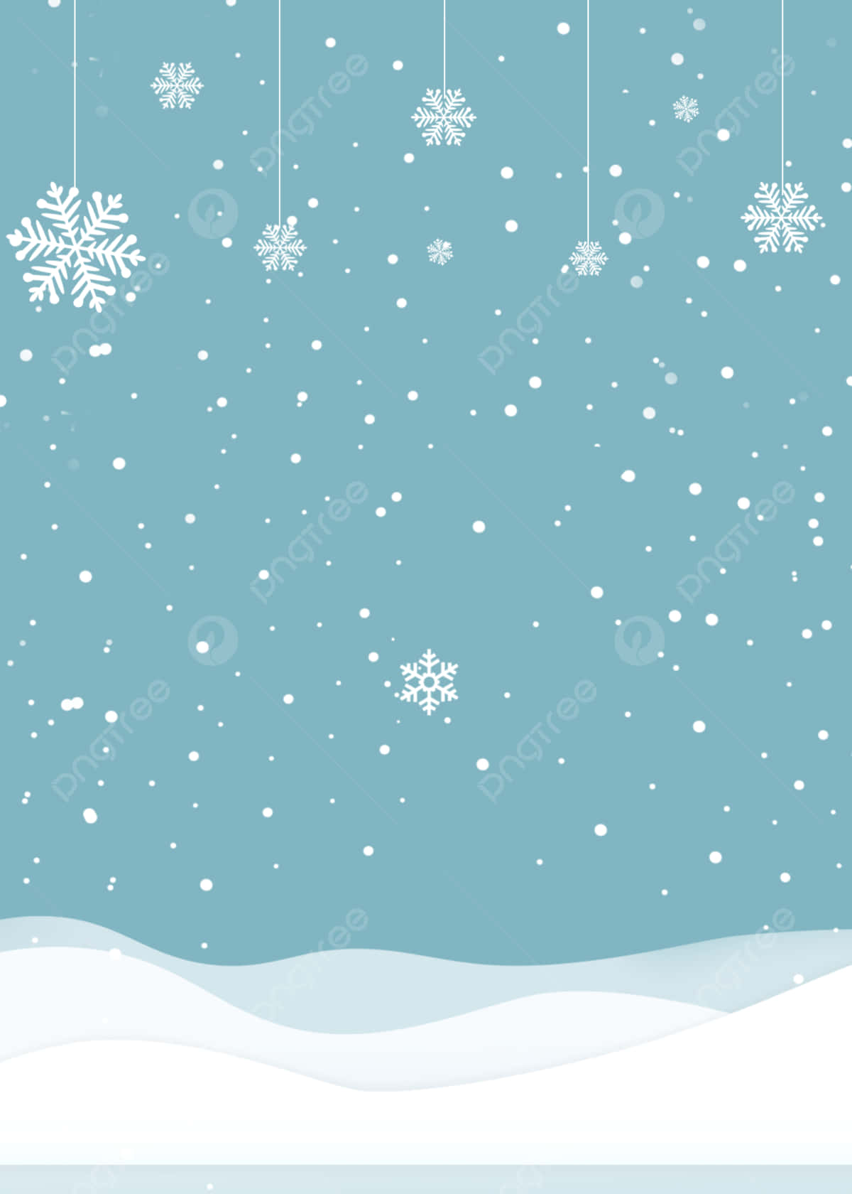 Snowflakes Falling From The Sky On A Blue Background Wallpaper