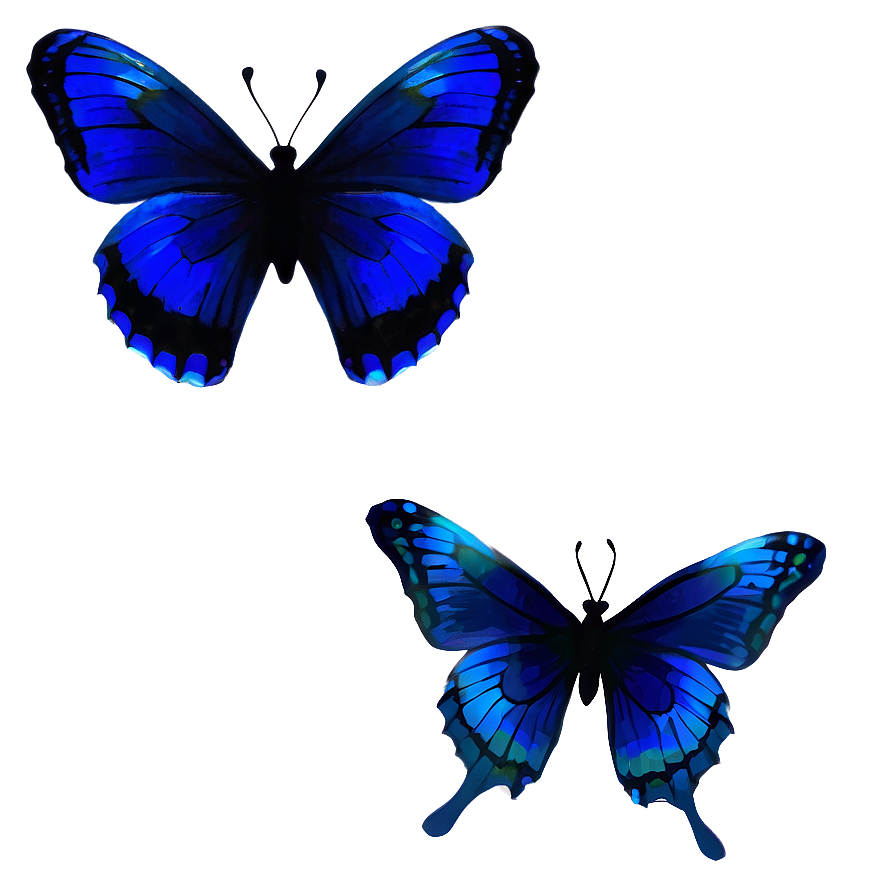 Minimalist Blue Butterflies Png Udq PNG