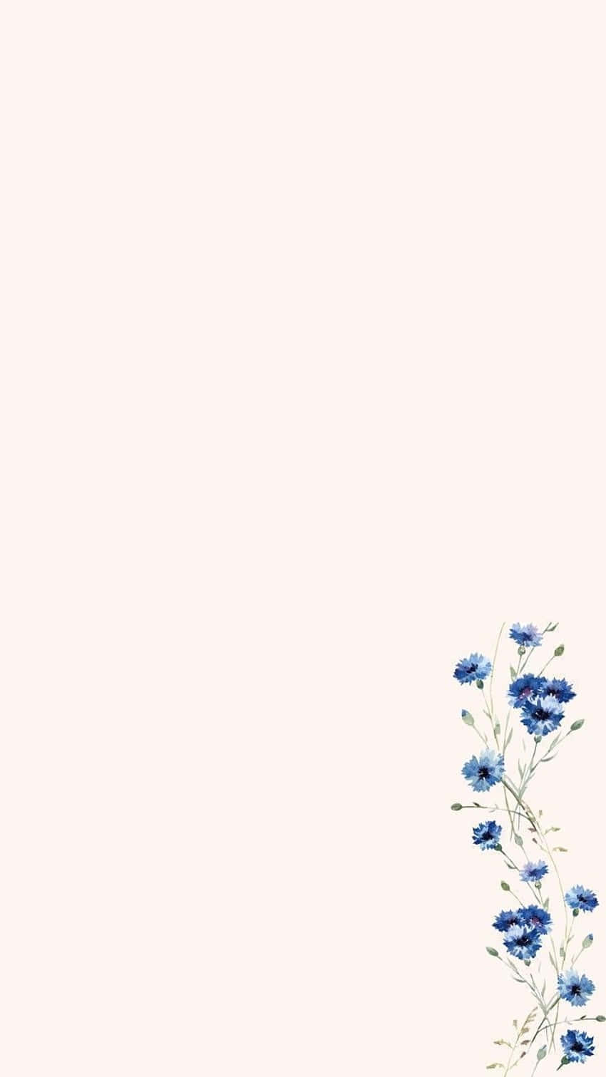 Minimalist Blue Flowers Aesthetic.jpg Wallpaper