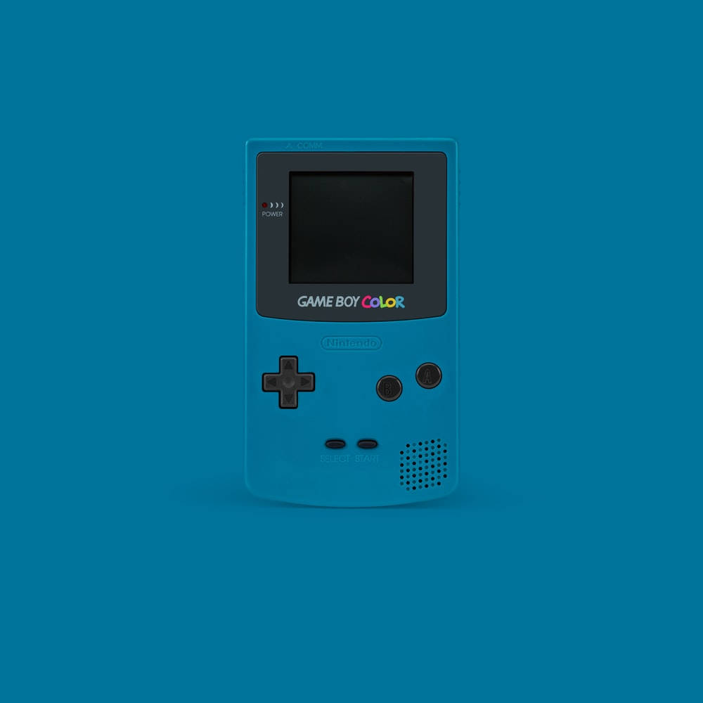 Minimalist Blå Game Boy Color Mønster Wallpaper