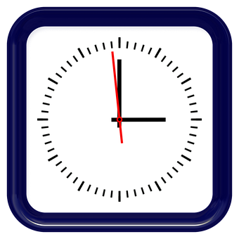 Minimalist Blue Square Clock PNG