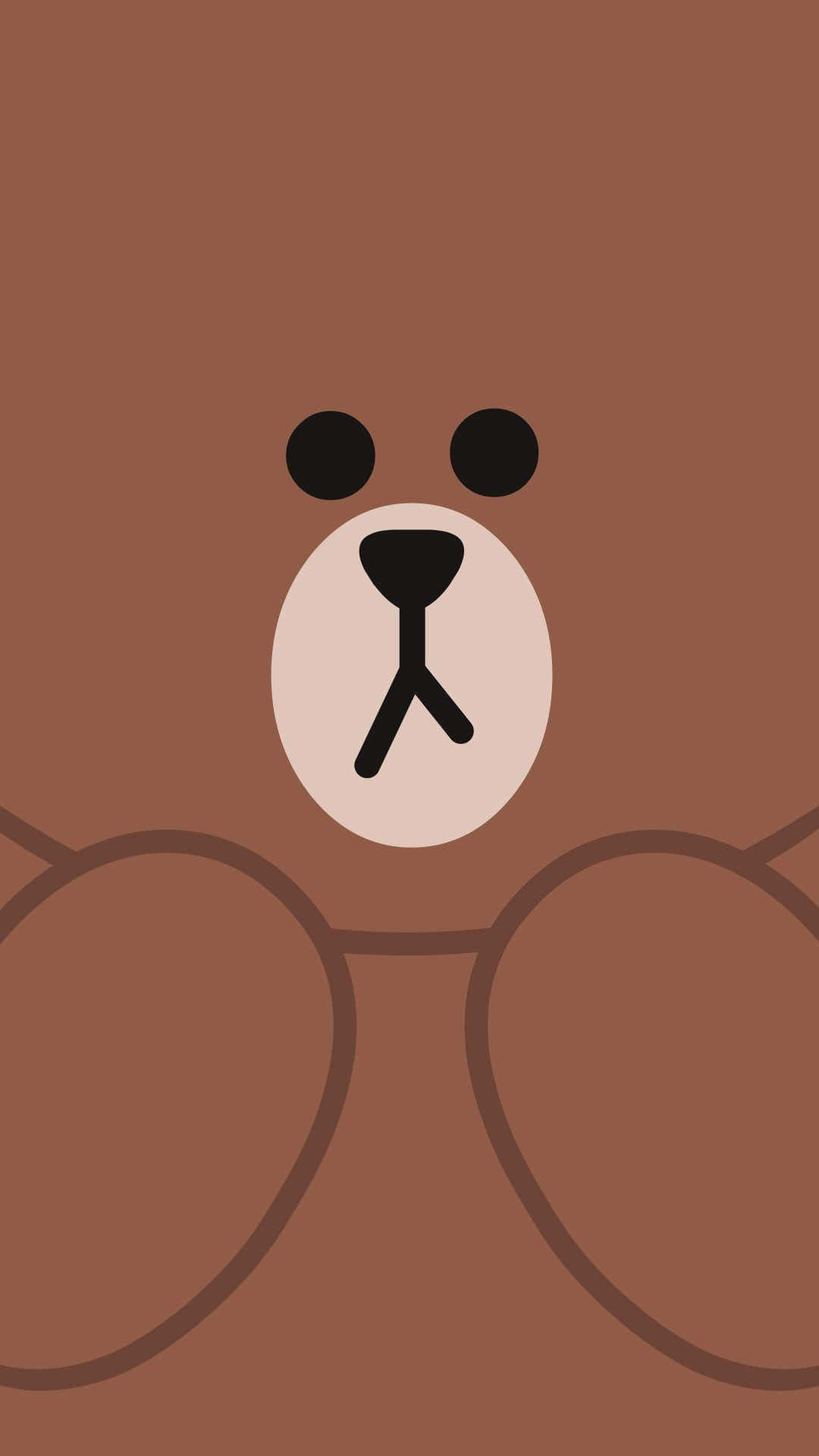 Minimalist Brown Bear Illustration Wallpaper