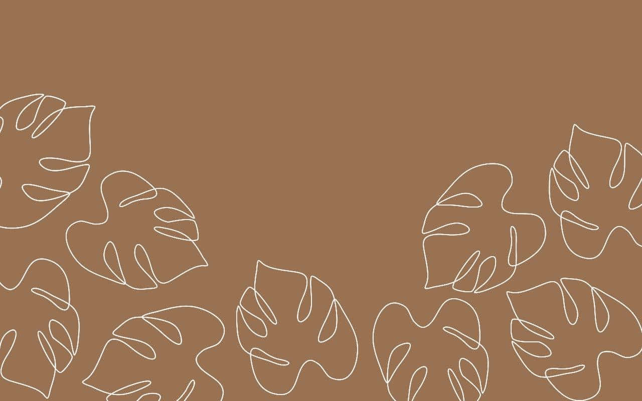 Minimalist Brown Monstera Leaves Background Wallpaper