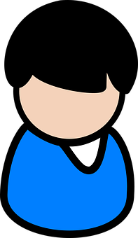 Minimalist Cartoon Character Blue Shirt PNG