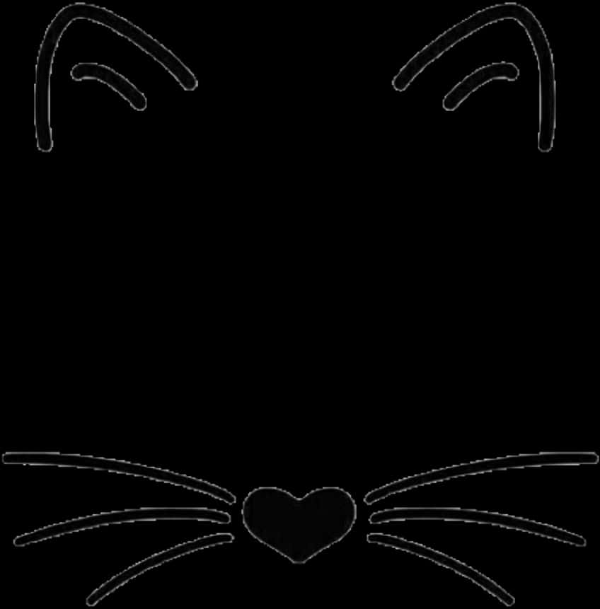 Minimalist Cat Whiskers Heart Sticker SVG