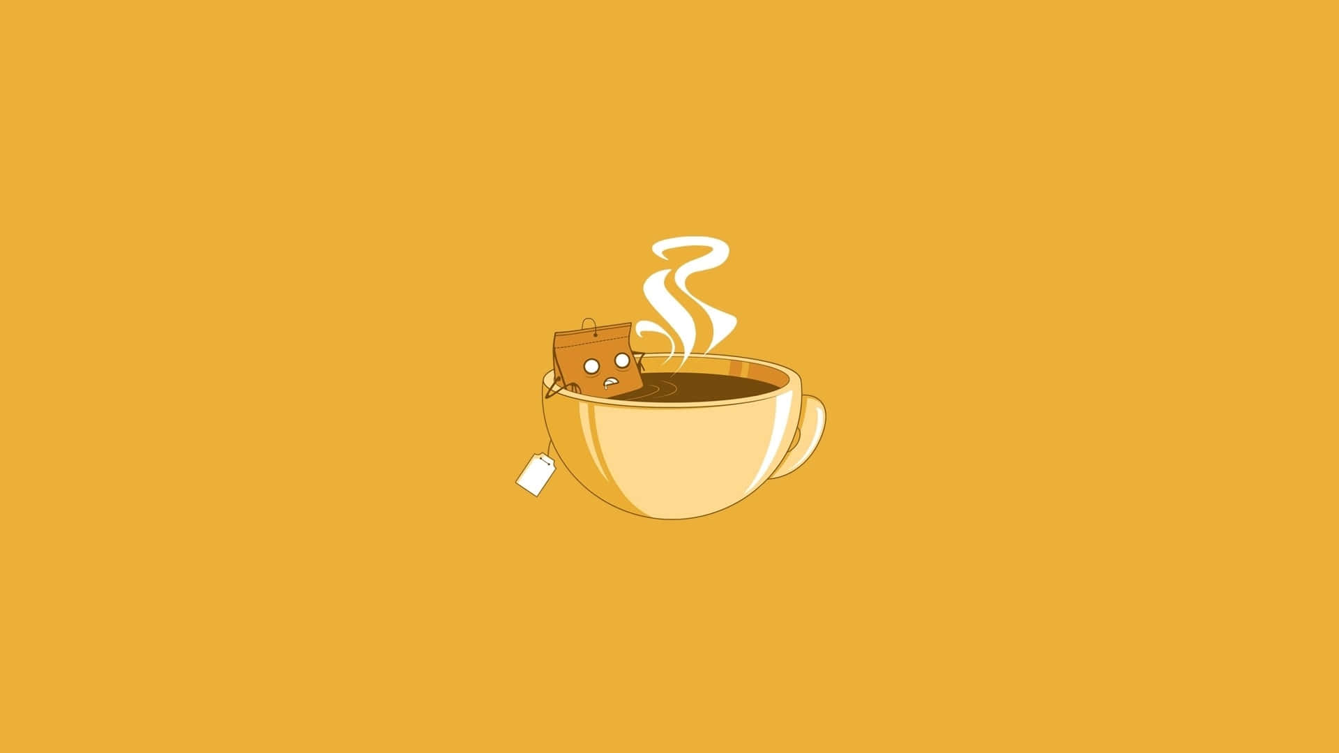 Illustration Minimaliste De Tasse De Thé Avec Un Chat Fond d'écran